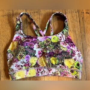 Lululemon athletic bra. Padded like new. Floral pattern with no picks.